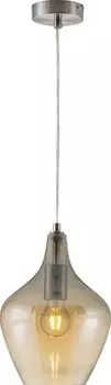 Подвеска Nino Leuchten с 1 лампой PASO, матовый никель, янтарное стекло, 30620123, серебро