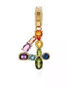 Подвеска Number 4 из желтого золота с камнями Dolce & Gabbana, золотой