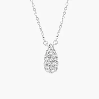Подвеска Pav Diamond Pear из 14-каратного белого золота Blue Nile
