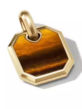 Подвеска Roman из желтого золота с тигровым глазом (15 мм) David Yurman, коричневый