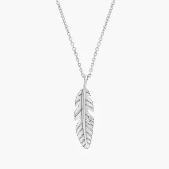 Подвеска с бриллиантами в форме мини-пера из белого золота 14 карат Blue Nile