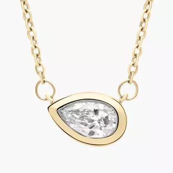 Подвеска с бриллиантом грушевидной формы в оправе из 14-каратного желтого золота (1/5 карата) Blue Nile