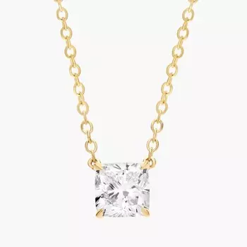 Подвеска с бриллиантом огранки «кушон» из желтого золота 14 карат (3/4 карата, чистота — HI / SI1-SI2) Blue Nile