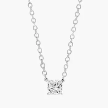 Подвеска с бриллиантом-солитером огранки «кушон» из 14-каратного белого золота (1/4 карата, чистота — HI / SI1-SI2) Blue Nile