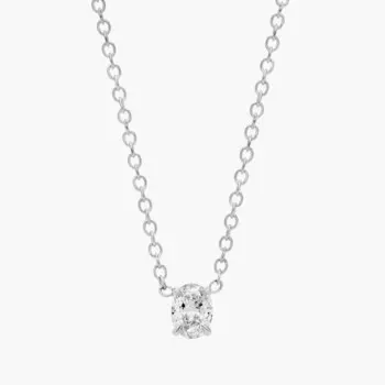 Подвеска с бриллиантом-солитером овальной огранки из белого золота 14 карат (1/4 карата, чистота - HI / SI1-SI2) Blue Nile