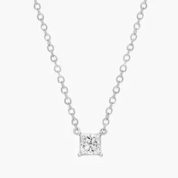 Подвеска с бриллиантом-солитером «принцесса» из платины (1/4 карата, два цвета — HI / SI1-SI2) Blue Nile