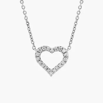 Подвеска с бриллиантом в форме мини-сердца из белого золота 14 карат (1/10 карата) Blue Nile