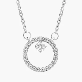 Подвеска с бриллиантовым миниатюрным кругом и акцентом из 14-каратного белого золота (1/10 карата) Blue Nile