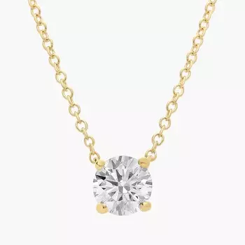 Подвеска с четырьмя зубцами из выращенного в лаборатории бриллианта-солитера из желтого золота 14 карат (1 карат, двойной - FG / VS2-SI1) Blue Nile