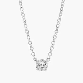 Подвеска с четырьмя зубцами в форме корзины и бриллиантом-солитером из 14-каратного белого золота (1/4 карата, два цвета - HI / SI1-SI2) Blue Nile