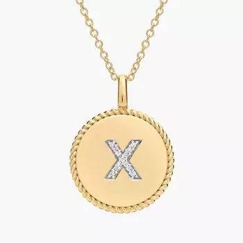 Подвеска с инициалом «Буква X» из желтого золота 14 карат с бриллиантами Blue Nile