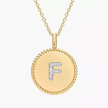 Подвеска с инициалом «F» из желтого золота 14 карат с бриллиантами Blue Nile