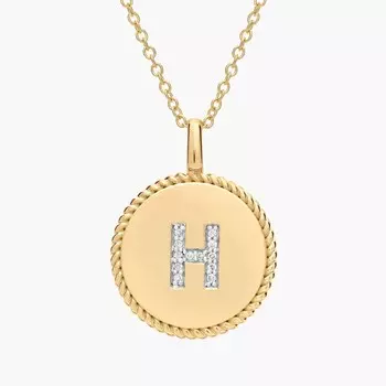 Подвеска с инициалом «H» из желтого золота 14 карат с бриллиантами Blue Nile
