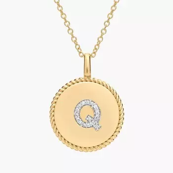 Подвеска с инициалом «Q» из желтого золота 14 карат с бриллиантами Blue Nile