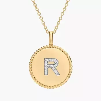 Подвеска с инициалом «R» из желтого золота 14 карат с бриллиантами Blue Nile
