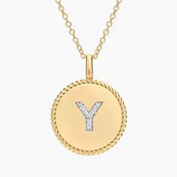 Подвеска с инициалом «Y» из желтого золота 14 карат с бриллиантами Blue Nile