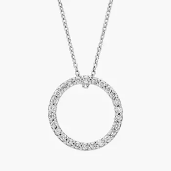 Подвеска с открытым кругом и бриллиантами из 14-каратного белого золота (1/4 карата) Blue Nile