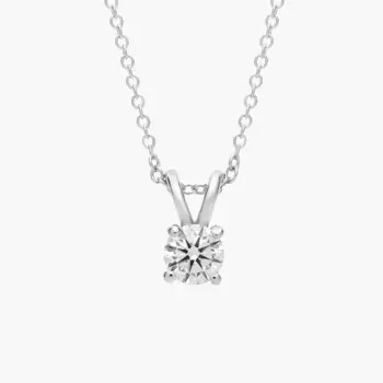 Подвеска с выращенным в лаборатории бриллиантом-солитером с двойной застежкой из белого золота 14 карат (1/4 карата, двойной - FG / VS2-SI1) Blue Nile