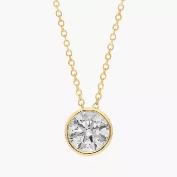 Подвеска с выращенными в лаборатории бриллиантами в оправе из желтого золота 14 карат (1 1/2 карата, два карата - FG / VS2-SI1) Blue Nile