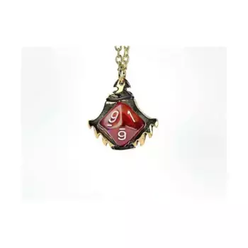 Подвеска с зубчатым лезвием d10 с золотой отделкой, Dice Jewelry - Necklaces (Chessex)