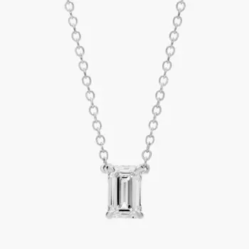 Подвеска-солитер с бриллиантом изумрудной огранки из платины (3/4 карата, Tw. - HI / SI1-SI2) Blue Nile