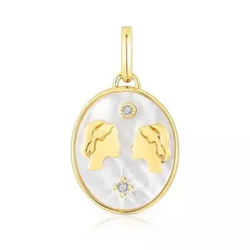 Подвеска Tous Horoscope Gemini, серебро позолоченное/перламутр/топазы