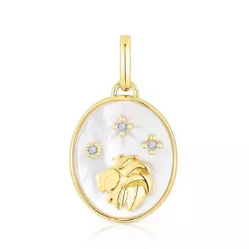 Подвеска Tous Horoscope Leo, серебро позолоченное/перламутр/топазы