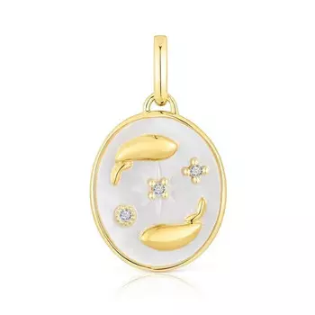 Подвеска Tous Horoscope Pisces, серебро позолоченное/перламутр/топазы
