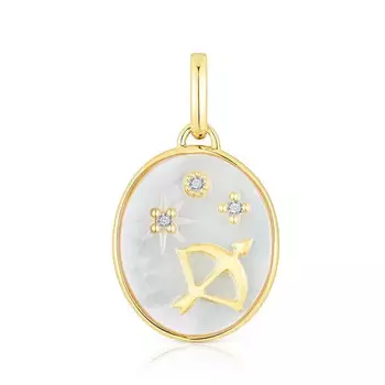 Подвеска Tous Horoscope Sagittarius, серебро позолоченное/перламутр/топазы