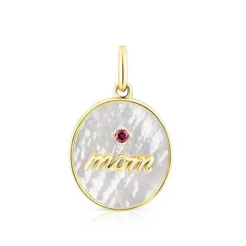 Подвеска Tous Mama, серебро позолоченное/перламутр/родолит