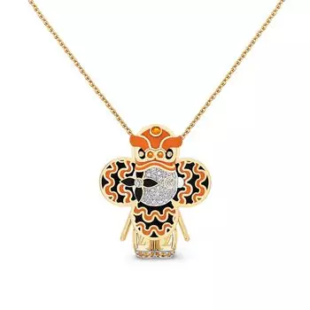 Подвеска Vivienne Orange Lion Dance, желтое золото, белое золото, лак, бриллианты и цветные камни Louis Vuitton, золотой