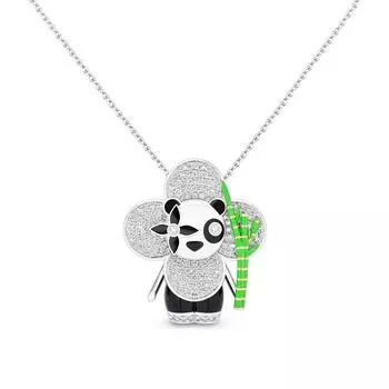 Подвеска Vivienne Panda, белое золото, желтое золото, оникс, лак и бриллианты Louis Vuitton, серебряный
