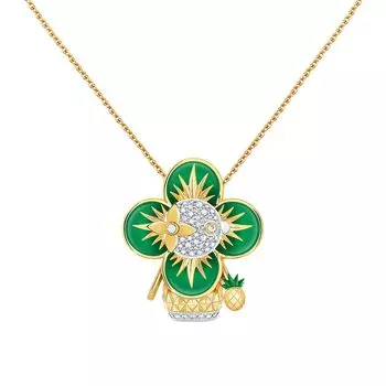 Подвеска Vivienne Pineapple, желтое золото, белое золото, лак и бриллианты Louis Vuitton, золотой