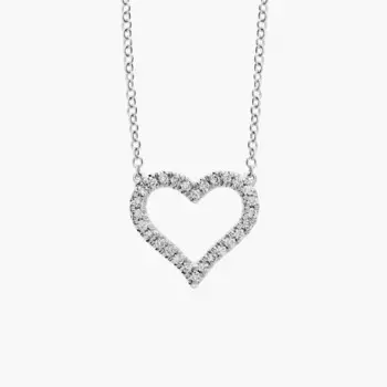 Подвеска в форме сердца с бриллиантами из 14-каратного белого золота (1/6 карата) Blue Nile