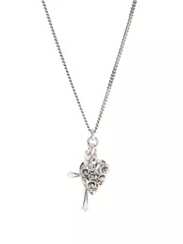 Подвеска в виде креста и арабески в форме сердца Emanuele Bicocchi, серебяный