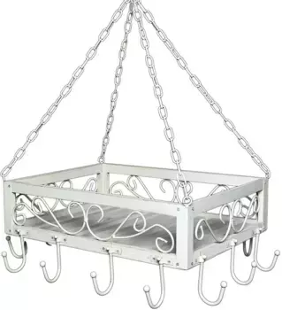 Подвесная корзина Ambiente House "Вешалка для горшка Романс из дерева/железа/белого цвета", (1 шт.) Ambiente Haus 50х16х40 см, белый