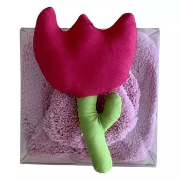 Подвесное полотенце Прозрачная коробка Симпатичная форма тюльпана Мягкий коралловый флис Свадебные подарки Супер впитывающее кухонное полотенце для ванной комнаты Хозяйственные товары-желтый Stuttg, розовый