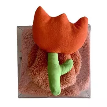 Подвесное полотенце Прозрачная коробка Симпатичная форма тюльпана Мягкий коралловый флис Свадебные подарки Супер впитывающее кухонное полотенце для ванной комнаты Хозяйственные принадлежности-розово-красный Stuttg, оранжевый