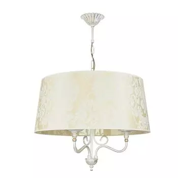 Подвесной легкий тканевый абажур с мотивом барокко блестящего цвета потертого золотого экрю. Подвесной светильник E27. Licht-Erlebnisse