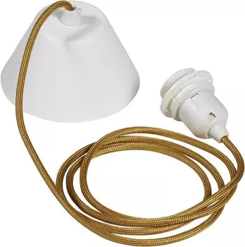 Подвесной подвес E27 с текстильным тросом золотого цвета 210см PR Home навес белый