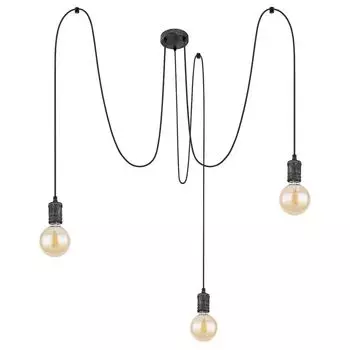 Подвесной светильник, 3 лампы, металл, антик, регулируется по высоте etc-shop, черный
