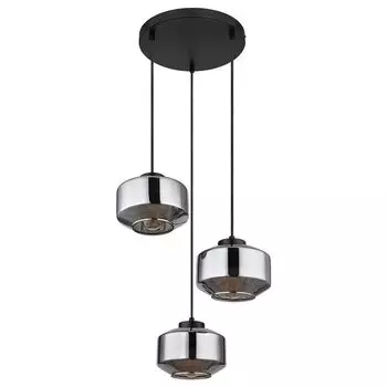 Подвесной светильник, 3 лампы, металлическое стекло, черный дым, H 120см Globo Lighting