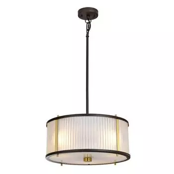 Подвесной светильник 3xE27, 60 Вт, сталь, бронза, окрашенная в темно-коричневый цвет/состаренная латунь, матовое стекло. Высота: 20,6–123,3 см : 40 см, диммируемая, регулируемая по высоте. Elstead Lighting