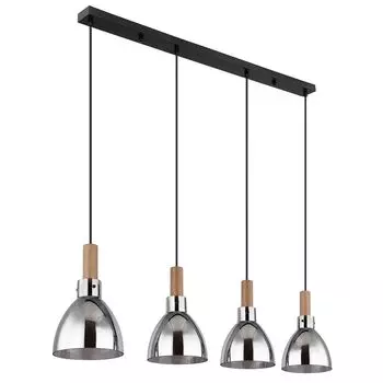 Подвесной светильник, 4 лампочки, металлическое стекло, черный дым, L 105 см etc-shop