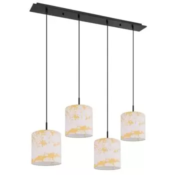 Подвесной светильник, 4 лампочки, текстиль, черно-белый, золотой, L 100см Globo Lighting