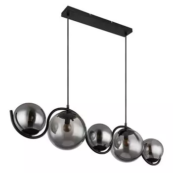 Подвесной светильник, 5 лампочек, дымчатое стекло, черный, L 100 см. Globo Lighting