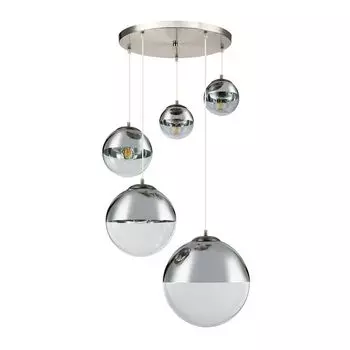 Подвесной светильник, 5 лампочек, стеклянные шарики, хром, прозрачный, В 150 см. etc-shop, серебро