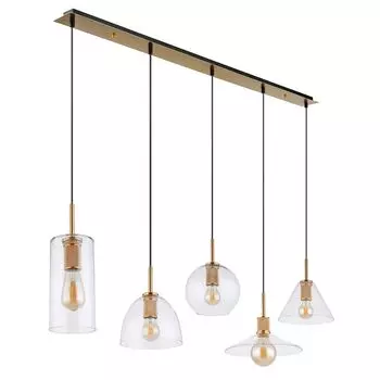 Подвесной светильник, 5 стаканов, металл, матовая латунь, H 120см etc-shop, золото