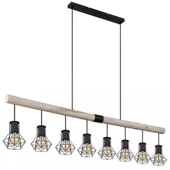 Подвесной светильник, 8 ламп, деревянные балки, клетка, L 140 см. Globo Lighting, коричневый