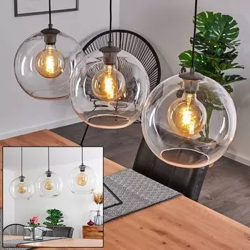 Подвесной светильник »Acilia« из металла/стекла серого/серебристого/прозрачного цвета. hofstein, серый